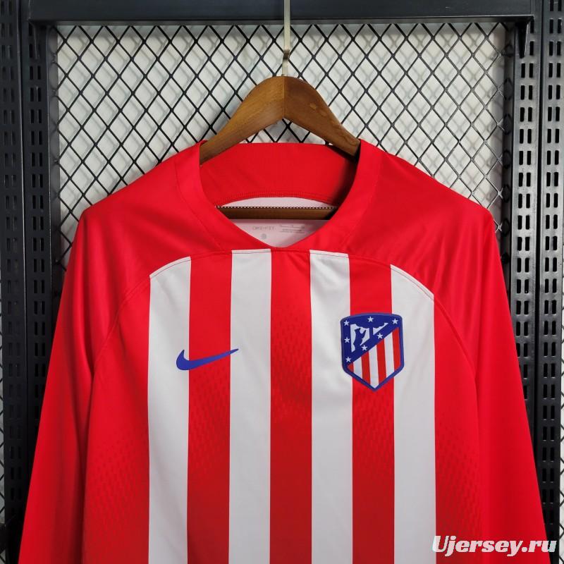 23-24 Atletico Madrid Home Long Sleeve Jersey