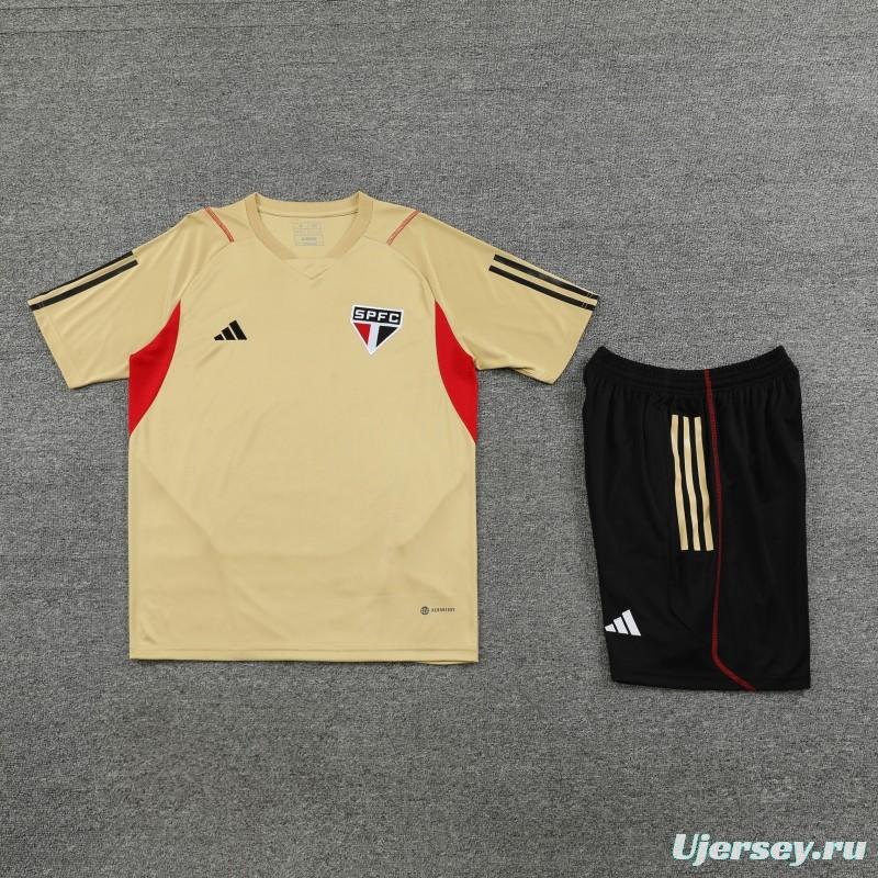 23-24 Sao Paulo Beige Short Sleeve Jersey+Shorts