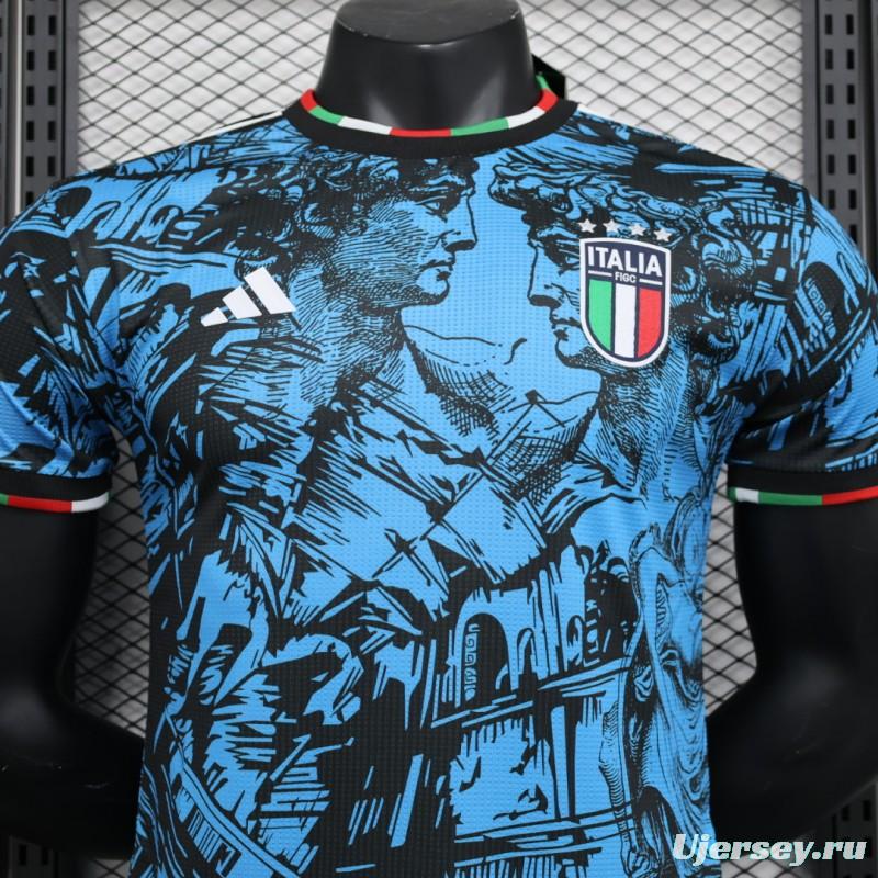 Player Version 2023 Italy Special Blue Black Jersey