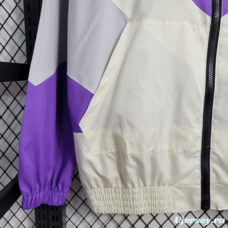 23-24 Real Madrid White Purple Windbreaker