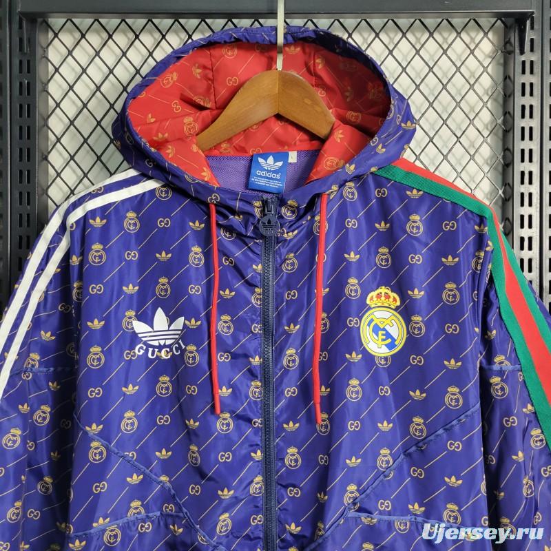 23-24 Real MadridxGUCCI Navy Windbreaker