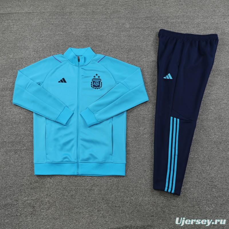 2023 Argentina Blue Full Zipper Jacket +Pants