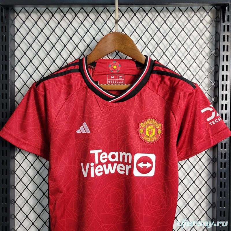 23-24 Kids Manchester United Home Jersey