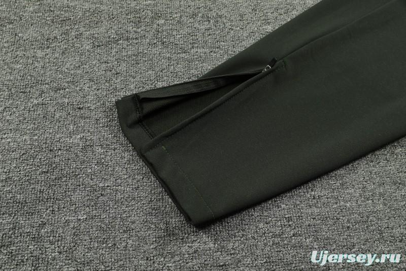 23/24 Barcelona Dark Green Hoodie Half Zipper Jacket+ Pants