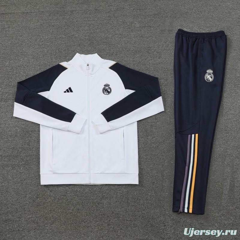 23/24 Real Madrid White/Navy Full Zipper +Pants