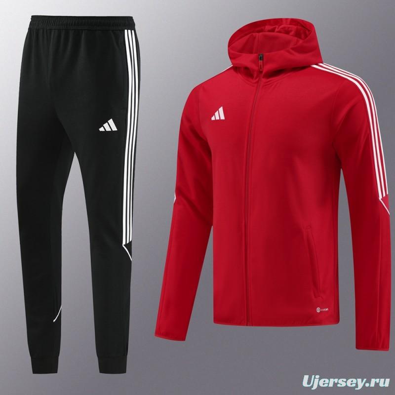 2023 Adidas Red Hoodie Full Zipper Jacket +Pants