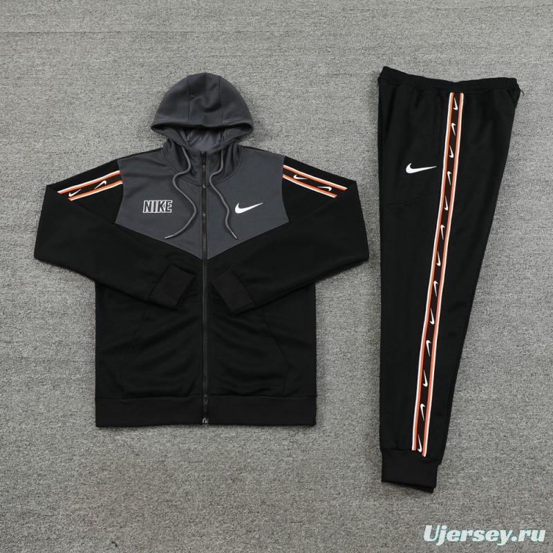 23/24 NIKE Black/Grey Full Zipper Hooide Jacket+Pants