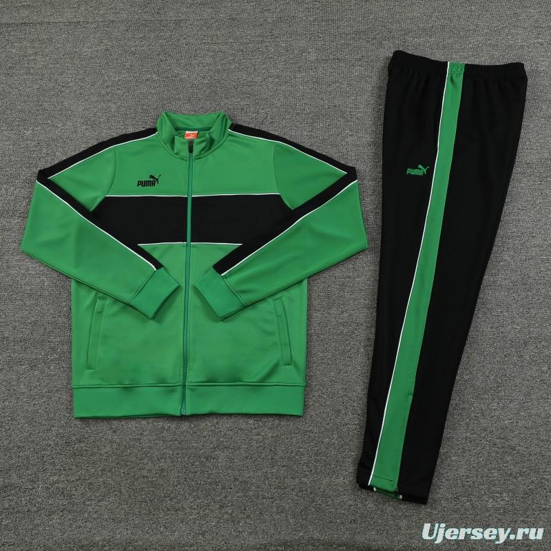 23/24 Puma Green Black Full Zipper Jacket+Pants