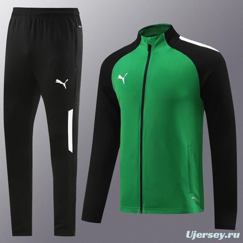 23/24 PUMA Black/Green Full Zipper Hooide Jacket+Pants