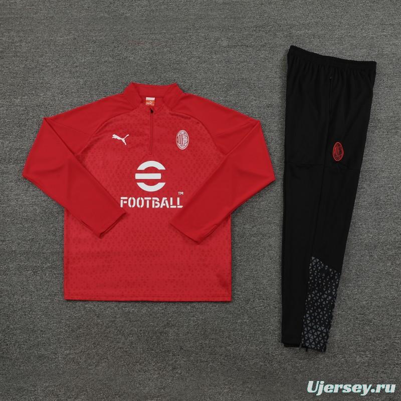 23/24 AC Milan Red Half Zipper Jacket+ Pants