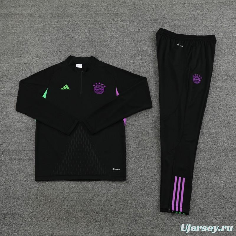 23/24 Bayern Munich Black Half Zipper Jacket+Pants