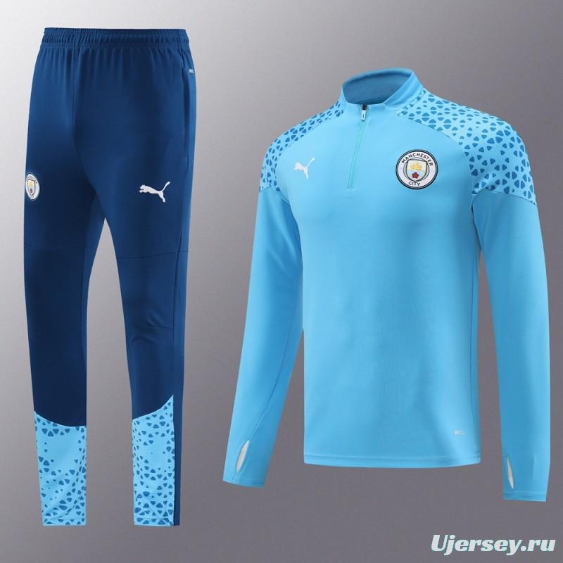 23/24 Manchester City Blue Half Zipper Jacket+Pants