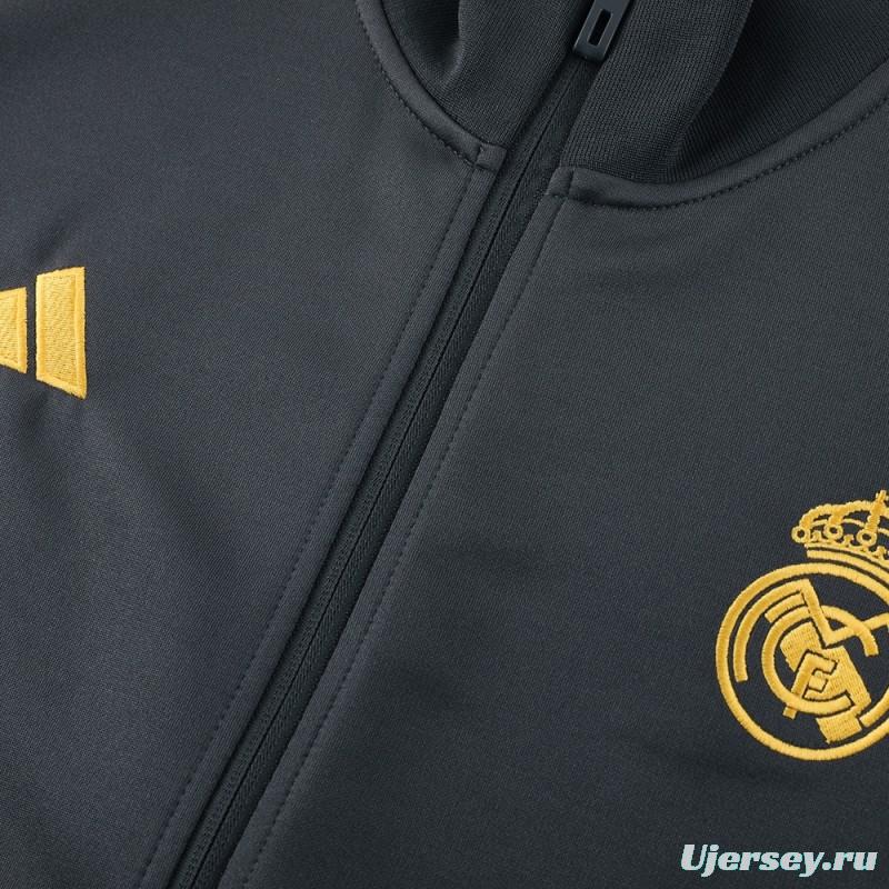23/24 Real Madrid Grey/Black Full Zipper Jacket+Pants