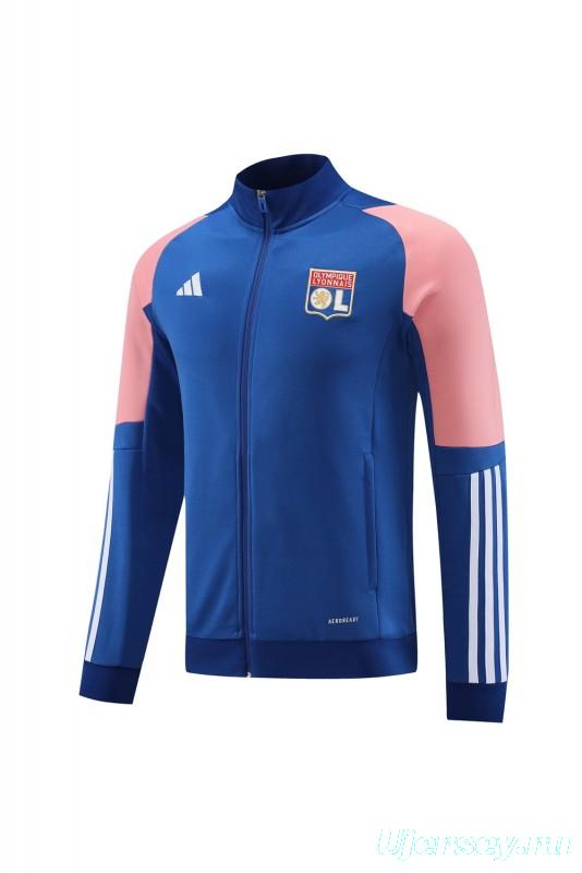 23/24  Olympique Lyonnais Lyon Blue/Pink Full Zipper Jacket+Pants