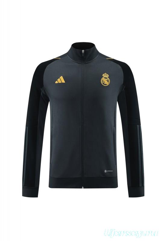 23/24 Real Madrid Grey/Black Full Zipper Jacket+Pants