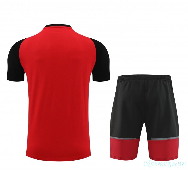 23/24 AC Milan Red/Black Cotton Short Sleeve Jersey+Shorts