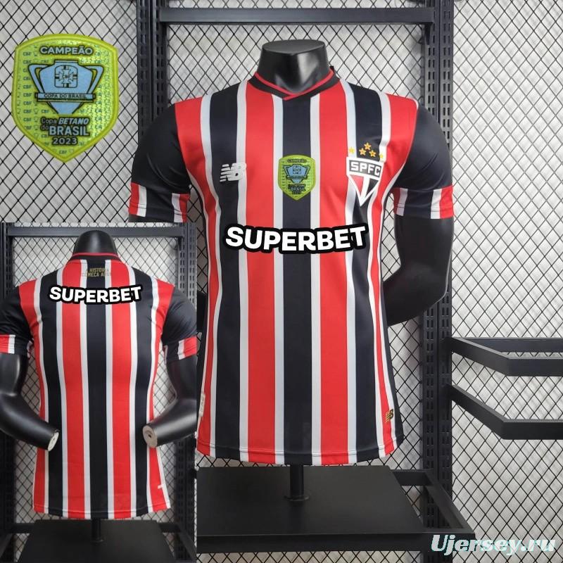 Player Version 2024/25 Sao Paulo Away Jersey  + All Sponsored and Chest Patch