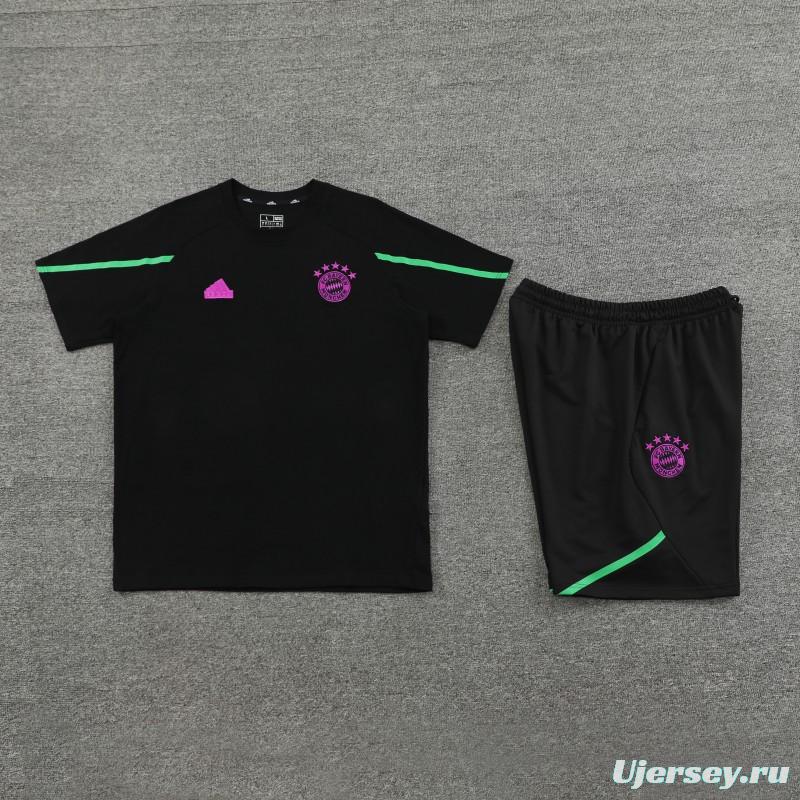 23/24 Bayern Munich Black Cotton Short Sleeve Jersey+Shorts