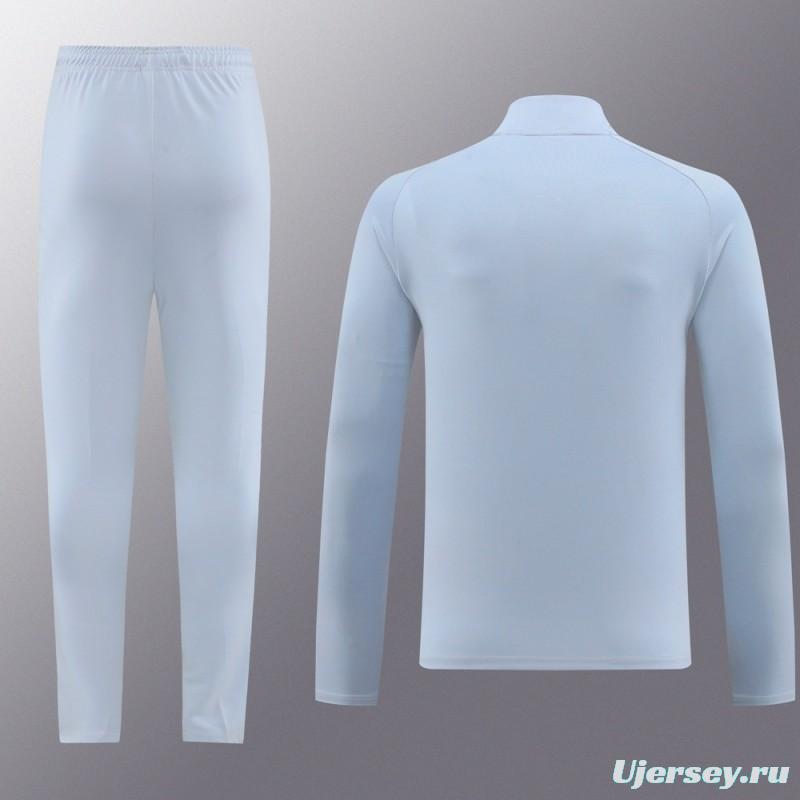 2024 Nike Light Blue Half Zipper Jacket+Pants