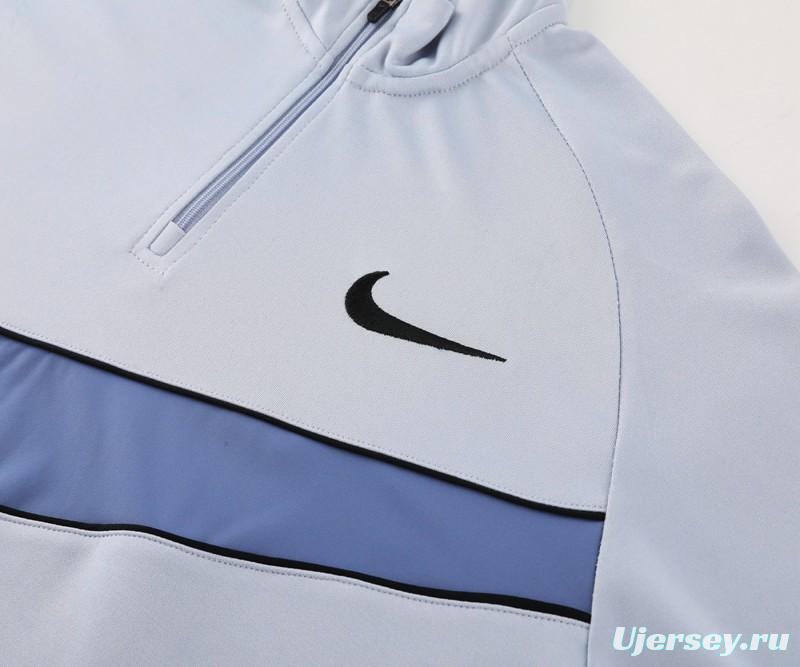 2024 Nike Light Blue Half Zipper Jacket+Pants