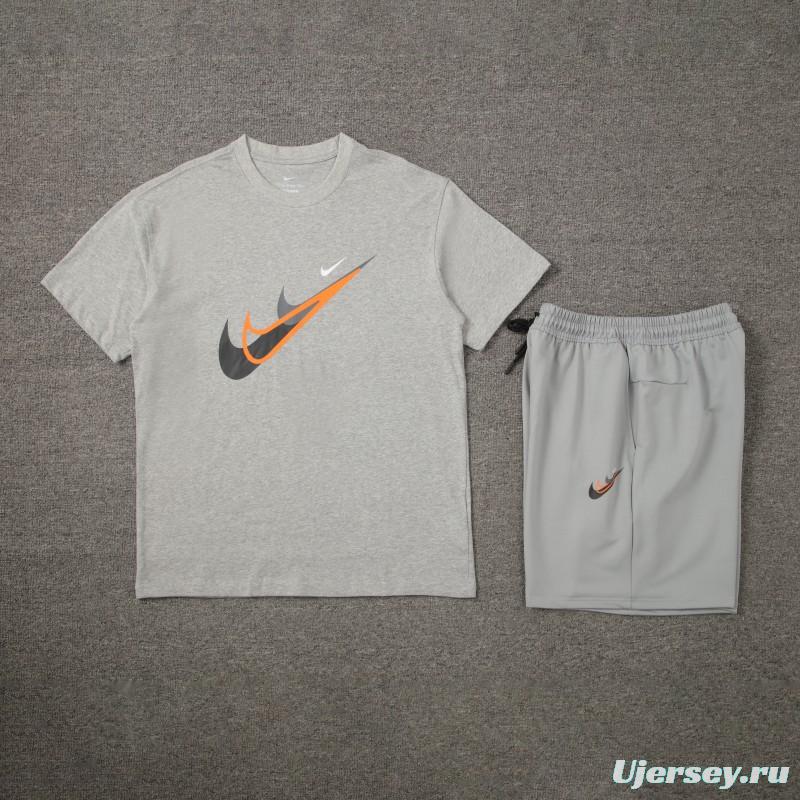 2024 Nike Grey Cotton Short Sleeve Jersey+Shorts