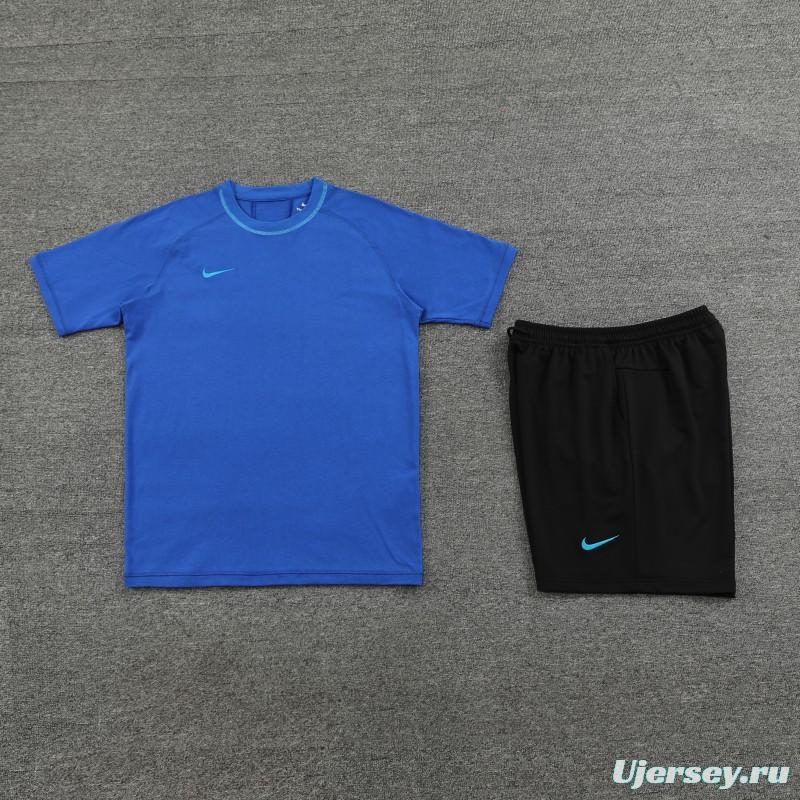 2024 Nike Blue Cotton Short Sleeve Jersey+Shorts