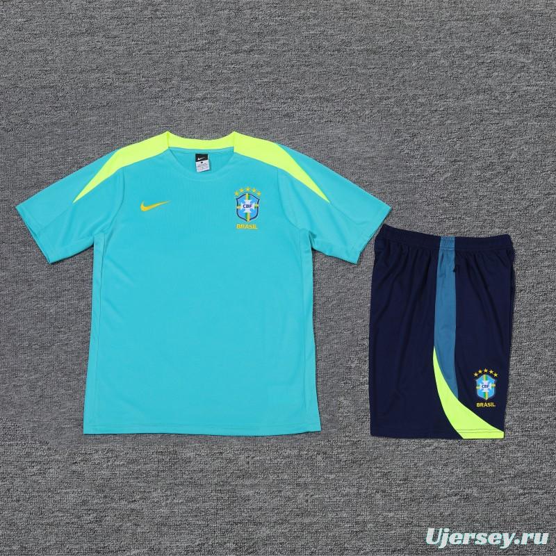 2024 Brazil Blue Short Sleeve Jersey+Shorts