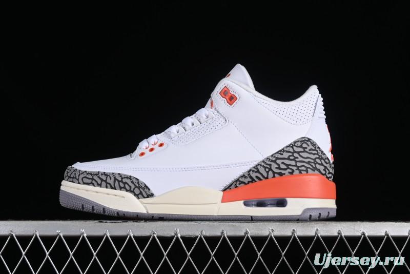 Nike Air Jordan 3 Retro Sneakers in White and Peach Orange - CK9246-121