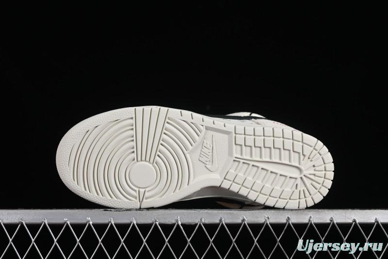 Nike SB Dunk Low LV Collaboration Anniversary Customized Sneakers in Off-White Black Swoosh Triple Floral - SJ2068-235