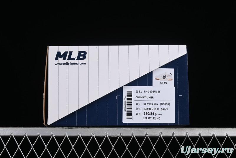 MLB Chunky Liner Basic New York Yankees Thick Sole Platform Sneakers with 6cm Height Increase - 3ASXCA12N50IVS