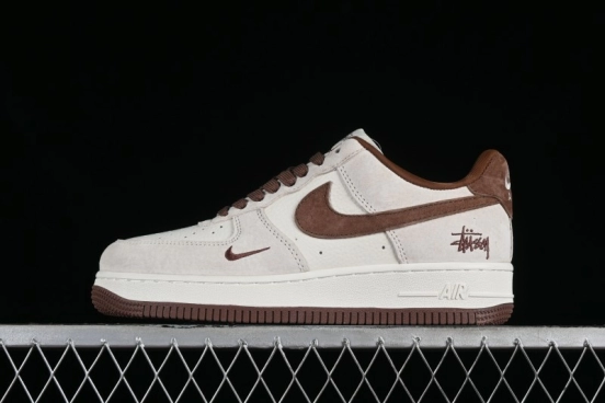 Nike Air Force 1 '07 Low Stussy Collaboration - Coffee Pig Suede Low-Top Casual Sneakers - HD1968-017