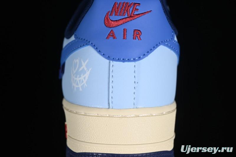 Nike Air Force 1 '07 Low Custom Casual Sneakers "Joker Red" with Full-Length Hexagonal Air Cushion - XL2402-333