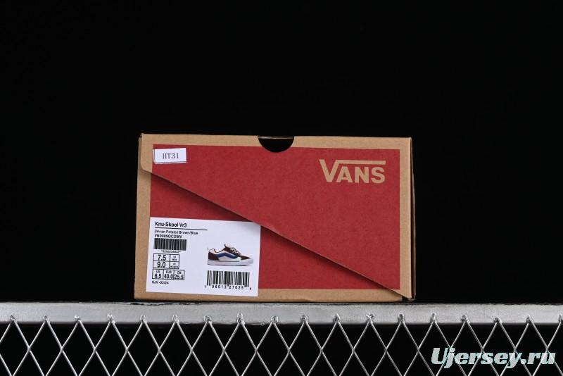 Vans Classics Knu Skool White Blue Brown Colorblock Chunky Tongue Skate Shoes - VN0009QCDMV