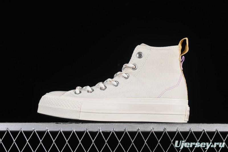 Converse Chuck All Star Lift Platform Utility White High Top Breathable Canvas Casual Shoes - A08767C