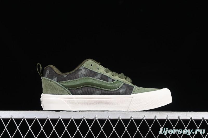 Vans Classics Knu Skool Camo Army Green Chunky Tongue Platform Sneakers - VN0007QC0WD