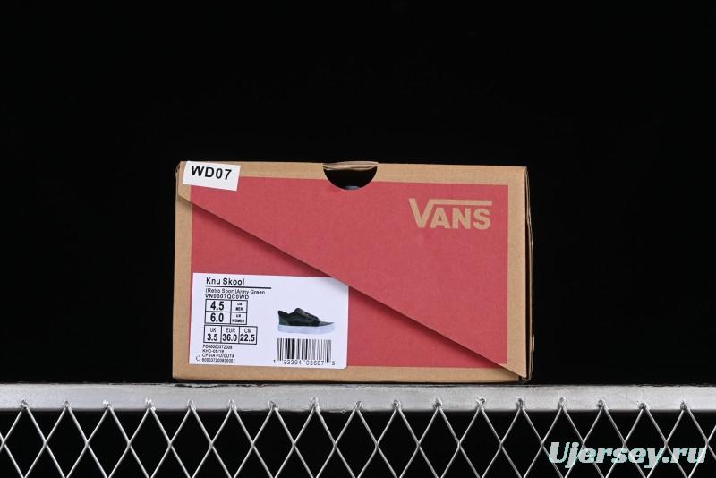 Vans Classics Knu Skool Camo Army Green Chunky Tongue Platform Sneakers - VN0007QC0WD