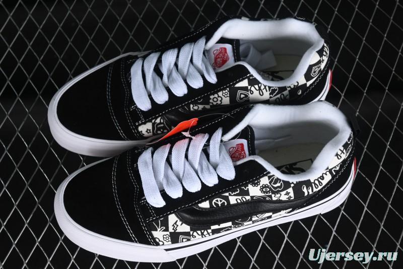 Vans Classics Knu Skool Checkerboard Graffiti Chunky Tongue Skate Shoes - VN0009QC6BT