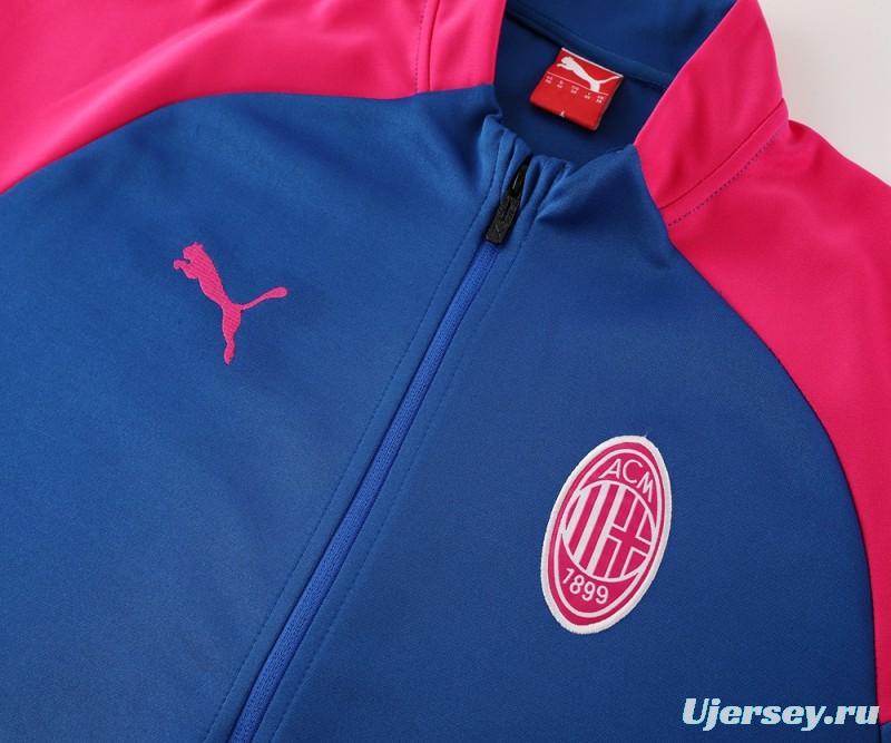 24/25 AC Milan Blue/Red Full Zipper Jacket +Long Pants
