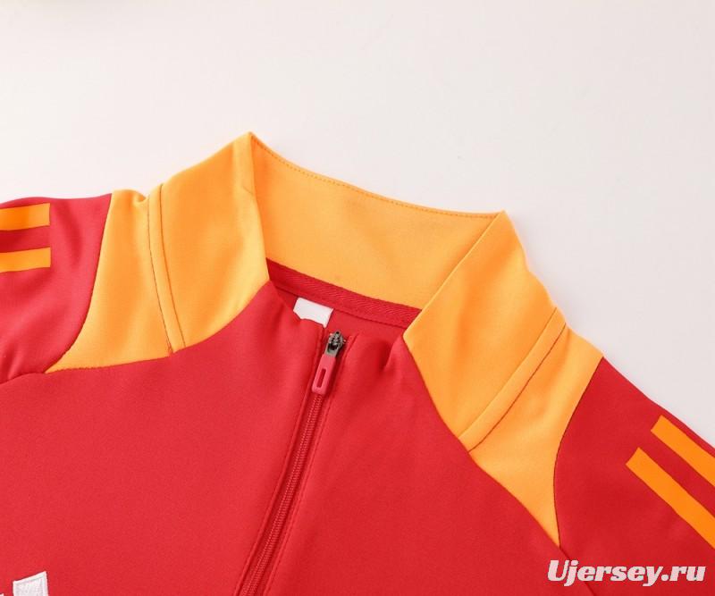 2024 Adidas Red/Yellow Half Zipper Jacket +Long Pants