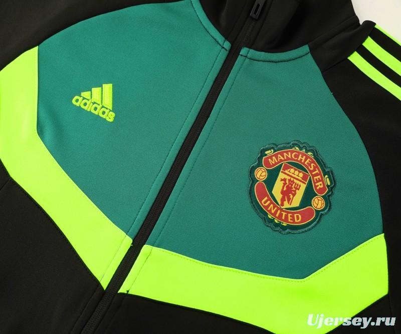 24/25 Manchester United Black/Green Full Zipper Jacket +Long Pants