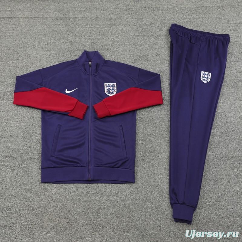 2024 England Navy Full Zipper Jacket +Long Pants