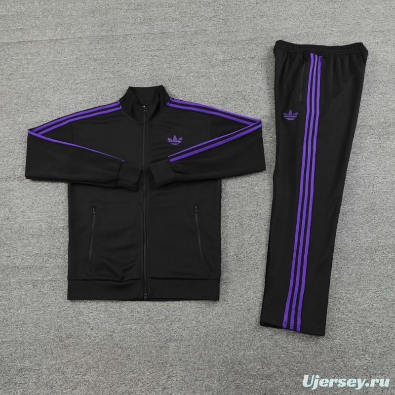 24/25 Adidas Original Black/Purple Full Zipper Jacket +Long Pants