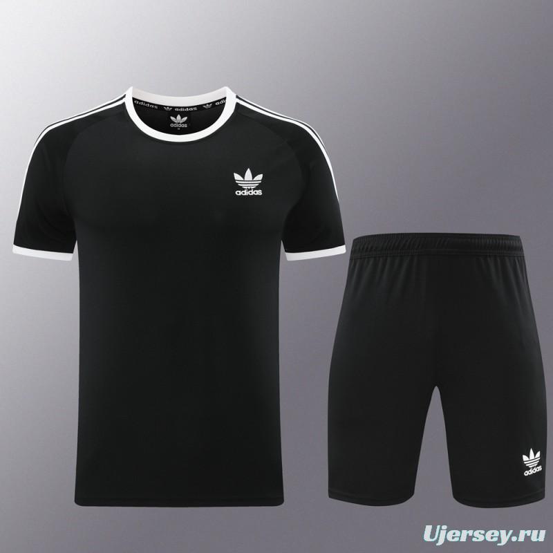 24/25 Adidas Original Black Short Sleeve Jersey+Shorts