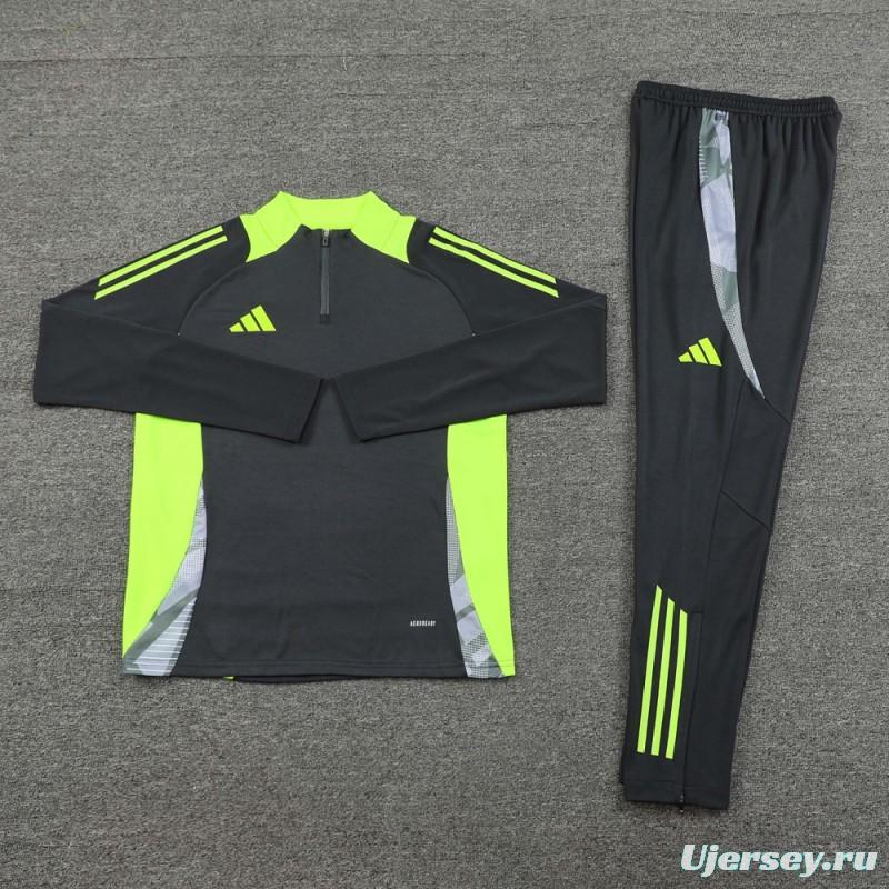 2024 Adidas Deep Grey Half Zipper Jacket +Long Pants