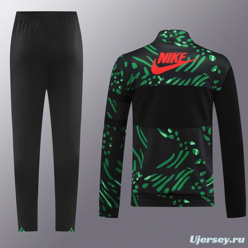 2024 Nigeria Black/Green Full Zipper Jacket +Long Pants