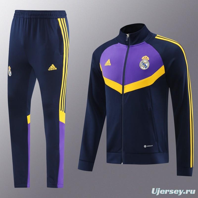 24/25 Real Madrid Black/Purple Full Zipper Jacket +Long Pants