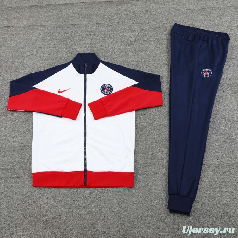 24 25 PSG White Full Zipper Jacket +Long Pants