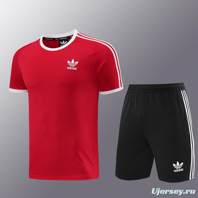 24/25 Adidas Original Red Short Sleeve Jersey+Shorts