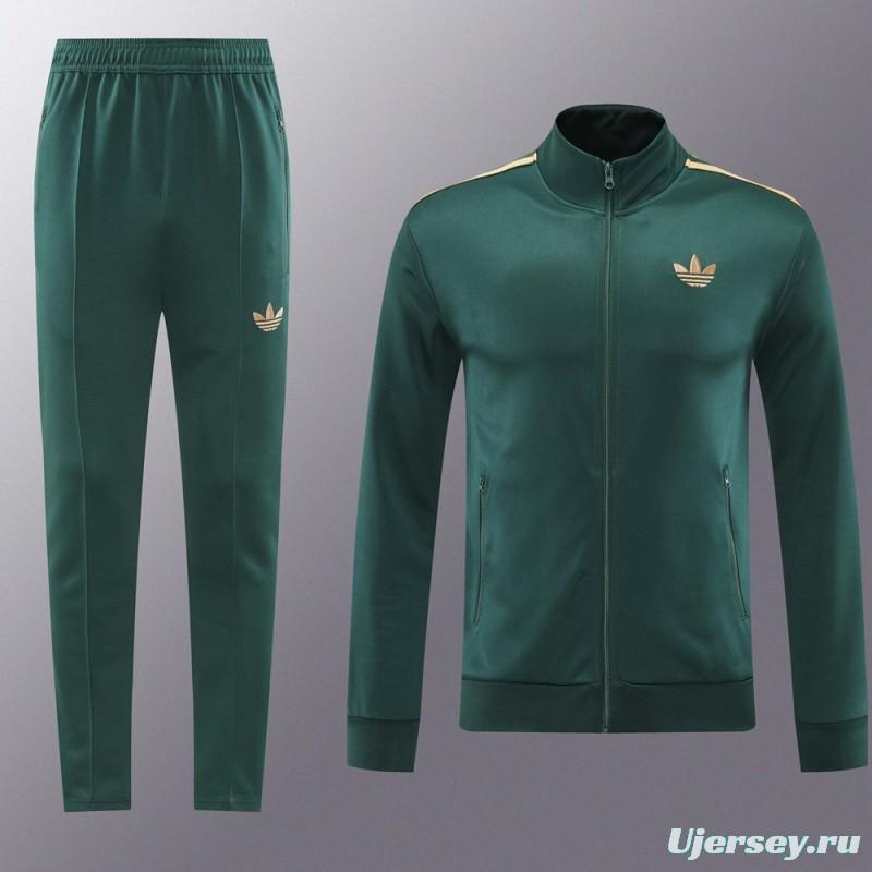 24/25 Adidas Original Green Full Zipper Jacket +Long Pants