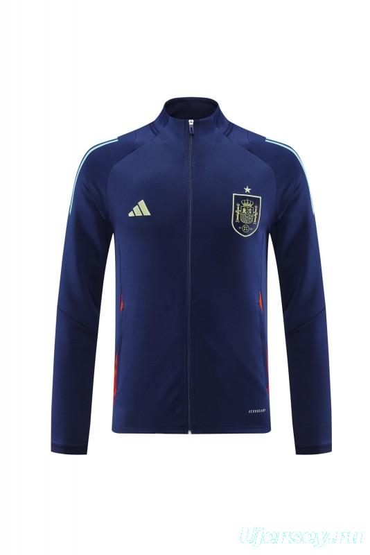 2024 Spain Navy Full Zipper Jacket +Long Pants
